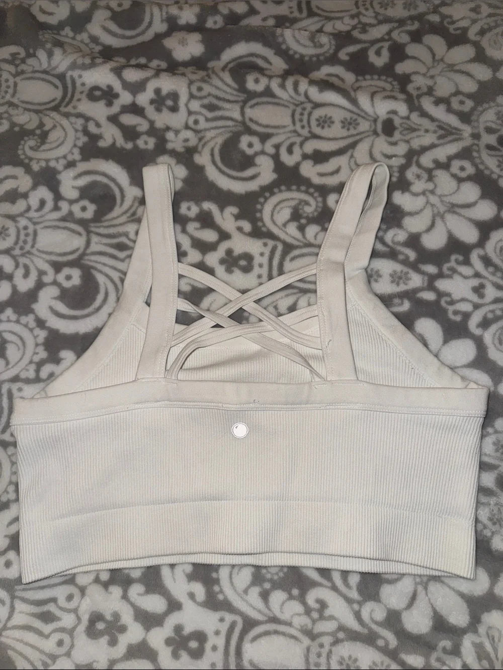White Strappy Back Ribbed Bralette Sports Bra Tank